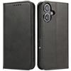 Mixroom - Custodia Cover Case a Libro Nero per iPhone 16 Plus con Stand in Ecopelle Chiusura Magnetica Formato Portafoglio Parte Interna in TPU Morbida con Bordi Piatti