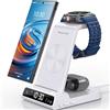 NeotrixQI Caricatore Wireless Con Orologio Digitale per Samsung Galaxy S25 Ultra, Stazione di Ricarica Wireless per Galaxy Watch Ultra 8/7/6, Caricatore Wireless per S24 Ultra Z Fold 6/Z Flip 6,Galaxy Buds 2