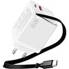Synkris Caricatore USB C 80W con cavo retrattile caricatore GaN compatto con 2 porte USB-C PD3.0 ricarica rapida compatta leggera per MacBook iPhone 17 Pro Max 16Pro 15 iPad Galaxy S25 S24 Switch Laptop