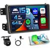 Inefala 4+64G Autoradio per Suzuki Splash Ritz/Opel Agila 2004-2014 Android 15 mit 9'' In-Cell Schermo Soporta Wireless Carplay und Android Auto Mirror Link Radio FM/RDS GPS WIFI Bluetooth SWC