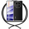 ANFAIRLACE Cover Cordino Compatibile con Xiaomi Redmi Note 14 Pro 4G, Custodia Laccio Trasparente Silicone Morbido Regolabile Antiurto Rinforza Angoli Chiaro Case, Nero