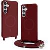 BGHHEU Magnetica Cover per Samsung Galaxy S24 Plus con Cordino,[Compatible con Magsafe],Custodia Silicone con Regolabile Collana Sottile Morbida Case,Rosso