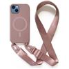 JIYUDZ JIYU Cover Magnetica per iPhone 13 6.1 con Cordino,Custodia Silicone Compatibile con MagSafe,Cover Silicone Antiurto con Corda Collana Tracolla Laccio Protettiva Case,RoseOro