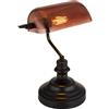 Globo lighting Lampada da tavolo Antique in stile bankers in vetro rame e nero opaco 1XE27 2491C/40