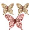 MIK Funshopping - Farfalle decorative con clip per decorazioni colorate (set da 3, rosa/color champagne)