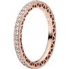 PANDORA Signature Anello con cuori brillanti placcato in oro rosa 14 carati con zirconi cubici trasparenti, 58