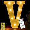 HONPHIER® Lettere lampada a forma di lettera con telecomando, lampada a LED, illuminazione lettera, luce notturna, decorazione per compleanno, festa, matrimonio (V)