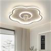 KRIPINC Silenzioso Ventilatore da Soffitto con Luce e Telecomando, a Forma di Fiore, Plafoniera LED Soffitto con Ventilatore Dimmerabile con 6 Velocità del Vento e 3 Temperature di Colore, Bianco