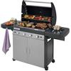 Campingaz 4 Series Classic LS Plus Gas Grill Barbecue con 4 Bruciatori, Sistema di Pulizia Facile InstaClean, 2 Tavoli a Lato, Grigio, 160.3 x 60 x 115.6 cm
