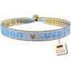 happymaker - Gioielli boho per donna, bracciali in tessuto con scritte (Good Vibes blu)