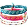 happymaker - Gioielli boho per donna, bracciali in tessuto con scritte (Insieme delle onde)