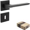 APECS Maniglie per porte interne, maniglia nera opaca moderna per porta di casa e porta interna con rosetta quadrata, guarnizione con materiale di fissaggio, modello ELECTRA BB - Buntbart