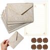 Haplos 6 Buste, 20 Fogli A5 14,5x21cm, 6 Sigilli Decorativi, Beige | Carta romantica con buste e sigilli decorativi per scrivere lettere, inviti di nozze e messaggi speciali.