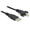 DELOCK USB Kabel A -> B St/St 2.00m mit Verschraubung sw