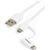 StarTech.com Cavo di ricarica 2 in 1 da 1 m - Da USB a Lightning o Micro-USB per iPhone / iPad / iPod / Android - Apple MFi - Caricabatterie multi-telefono - USB 2.0