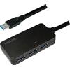 LogiLink Cavo LogiLink USB 3.0 con hub a 4 porte nero 10 m
