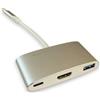 LC-Power LC-HUB-C-MULTI-4, USB 3.2 Gen 1 (3.1 Gen 1) Type-C, 100 W, argento, bianco, HDMI, USB 3.2 Gen 1 (3.1 Gen 1) Type-A, USB 3.2 Gen 1 (3.1 Gen 1) Type-C, 74 mm, 38 mm