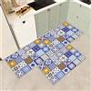 JEFFEL Set di 2 tappetini da cucina antiscivolo, lavabili, anti-affaticamento, per cucina, decorazione per la casa, ufficio, scrivania in piedi (F, 43x75+43x150cm)