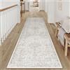 PureCozy Vintage Tappeto Lavabile Passatoia Beige 60x240cm Antiscivolo a Pelo Corto Morbido Stile Bohémien Crema per Cucina, Corridoio, Soggiorno, Camera da Letto, Tappeto per Porta d'ingresso