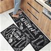 BWBIKE Set di Tappeti da Cucina 2 pezzi Tappetini da Cucina Antiscivolo Tappetini Lavabili per Cucina Sala da Pranzo, Pavimento Casa, Ufficio, Lavandino, Lavanderia, 40 x 60 cm + 40 x 120 cm,X1