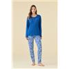 NOIDINOTTE PIGIAMA DONNA COTONE MANICA LUNGA FA009477 LIMOK BLUE