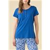 NOIDINOTTE PIGIAMA DONNA COTONE MEZZA MANICA FA009515 LIMOK BLUE