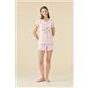 NOIDINOTTE PIGIAMA DONNA COTONE MANICA CORTA FA009564 PINK/ROSE RED