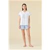 NOIDINOTTE PIGIAMA DONNA COTONE MEZZA MANICA FA009565 CERULEO