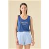 NOIDINOTTE PIGIAMA DONNA COTONE SPALLA LARGA FA009619 ENSIGN BLUE