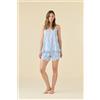 NOIDINOTTE PIGIAMA DONNA COTONE BRETELLINA FA009635 CERULEO