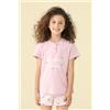 NOIDINOTTE PIGIAMA BAMBINA COTONE MEZZA MANICA FE002618 GLICINE