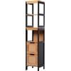 HOMCOM Colonna portaoggetti HOMCOM per bagno, stile accogliente e discreto. 30L x 30l x 144H cm 3 ripiani 2 cassetti in bambù Nero