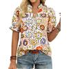GRACE KARIN Camicette Estive da Donna con Motivo Floreale Boho, Henley con Scollo a V, Top Casual, Tunica per Vacanza e Festa, Verde, XXL