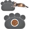 Tianher PVC Durable Chat Chien Tapis de Litière pour Chats Set de Table Pet Chiots Chaton Bol Aliments Patte Forme Bac Napperon Anti-Glissement (Gris, 45 * 60cm)