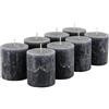 Klocke Kerzen Candele rustiche di alta qualità - 8 pezzi - Candele rustiche/candele dell'Avvento natalizie (antracite, piccole: altezza 8 cm/Ø 7 cm)