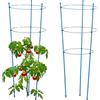 Relaxdays Set da 2 Sostegni per Pomodori Circolari, Alti 76 cm, per Piante Rampicanti, Rose, 3 Anelli Regolabili, Blu