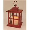 Prequ Lanterna Squadrata Rossa con Candela LED a Batteria 18 cm