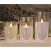 Prequ Candela in Vetro Iridescente con Led Effetto Fiamma e Timer 12,5 cm