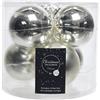 Christmas Decoration 6 Palline Natalizie 80mm in Vetro Argento