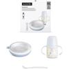 Suavinex Pappa Calda Set Svezzamento 6+ Mesi con Piatto Termico, Cucchiaio in Silicone e Biberon 150 ml - Azzurro