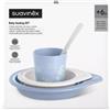 Suavinex Wild&Free Set Pappa e Svezzamento Bambino 6+ Mesi con Piatto Piano, Ciotola, Tazza e Cucchiaio - Azzurro