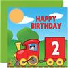 Stuff4 Biglietto di auguri per il 2° compleanno, unisex, con treno, per figlio, figlia, fratello, sorella, nipote, nipote, cugino, 145 mm