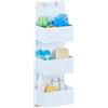 Relaxdays Organizer da Parete Stoffa Portaoggetti da Appendere 3 Cestini Portatutto Plastica HLP: 75x25x15cm, Bianco