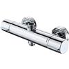 AFUDER Miscelatore Termostatico Doccia 38℃ Nero Vasca da Bagno Doccia Termostato inferiore G 1/2 Top 3/4 BSP Rubinetto Doccia a due Uscite Rubinetto doccia in Ottone Cromato