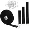 Mewtush 5m x 2.5cm Fascette Fermacavi Nere Riutilizzabili, Con 25 Fibbie, Cinghia per Gestione Cavi, Straps Riutilizzabili, Fettuccia per Borse, Per Zanzariere, Tapparelle