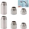 Tuwonwa 6 prolunghe per rubinetto da 1/2, in acciaio inox, prolunga per tubo doccia con filettatura esterna, prolunga per rubinetto, valvola angolare, soffione doccia, sanitari, tubi
