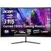 acer Nitro ED320QRS3biipfx Monitor Gaming Curvo FreeSync Premium, 31.5, Display FHD VA,180 Hz, 1 ms (VRB), HDMI 2.0, DP 1.2, Audio out, Zeroframe, Luminosità 250 cd/m2, Cavo HDMI Incluso, Nero