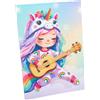 NICE SRL Diamantiny Kawaii Unicorn Blister 7 - Crystal Art Ragazza Unicorno con Chitarra