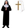 I LOVE FANCY DRESS LTD Costume da suora da uomo, costume a tunica con colletto bianco, cappuccio nero, cintura, croce dorata, vestito originale per addio al celibato (L)