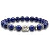 Svadia | Zen Blessing Bracciale Occhio di Tigre Blu | Splendido gioiello vibrante in occhio di tigre con simbolo Buddha | Naturale & Certificato | Bracciale elastico unisex con perle di cristallo 8mm